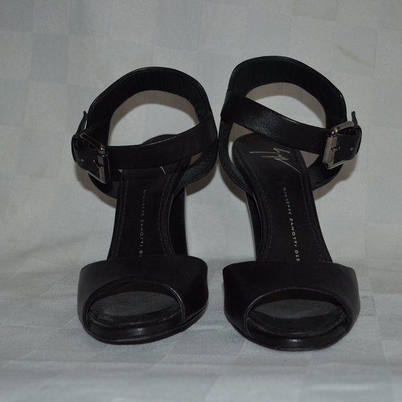 $650 38 7.5 Giuseppe Zanotti Black Leather Heels - Picture 3 of 6